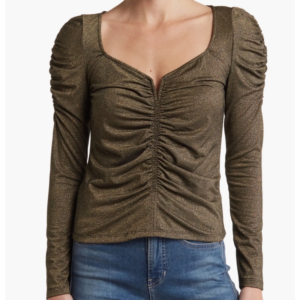 Never worn! Veronica Beard Priyanka Ruched Gold Top Size Small
